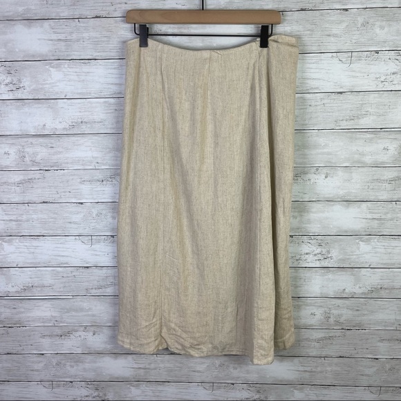 Madewell Linen Blend Side Button Midi Skirt - Picture 8 of 8
